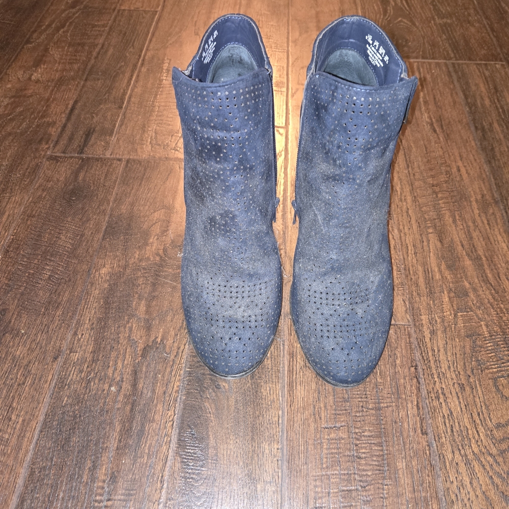 Women's Blue Suede Ankle Boots